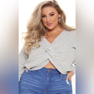 Plus size 3x fashion nova heather grey sweater NWT